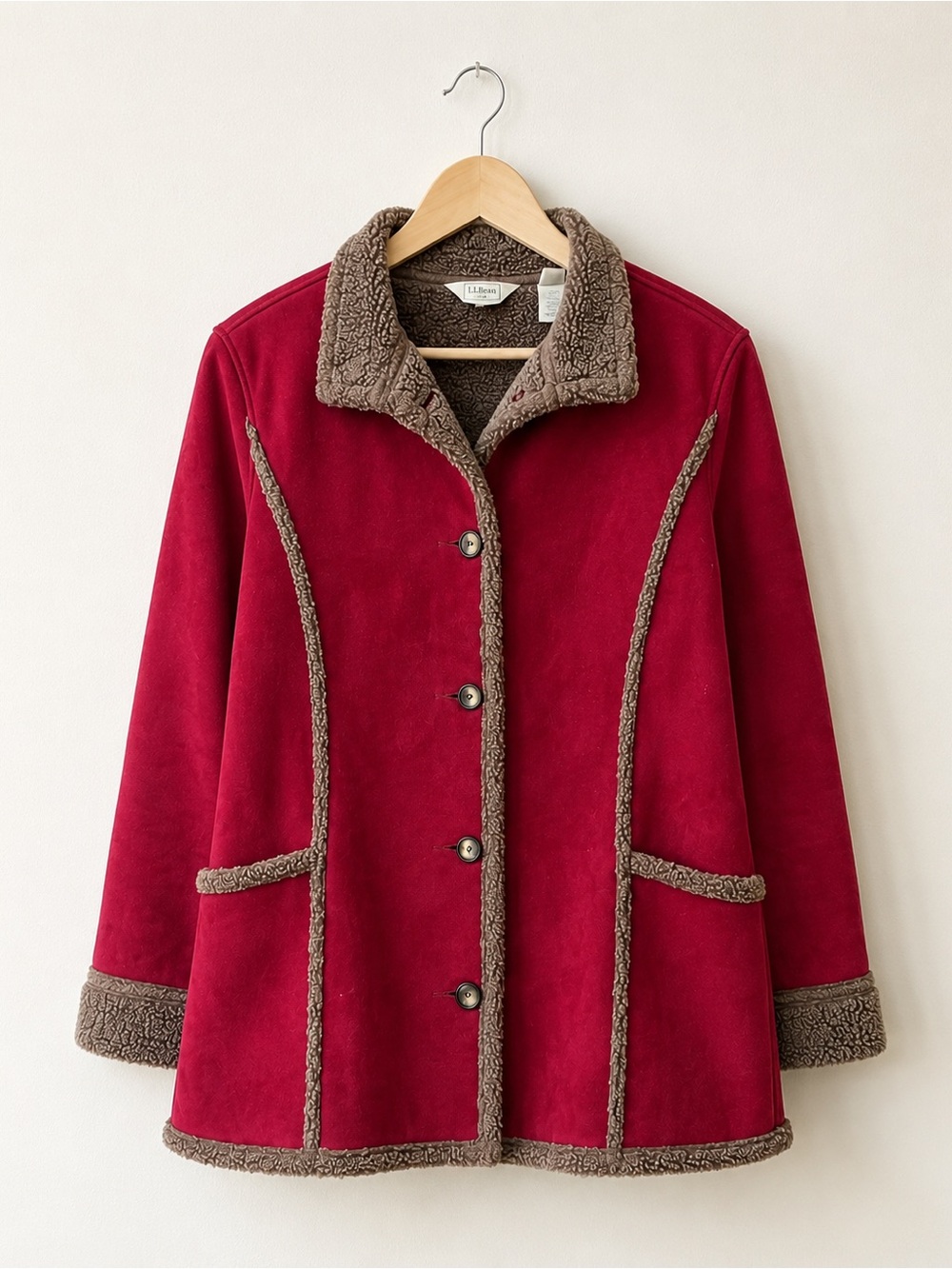 Vintage L.L.Bean Faux Suede Sherpa Jacket Coat Size S-M